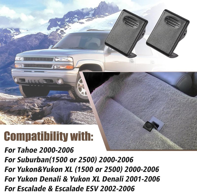 OICCTBF BILLFARO 2Pcs Second Row Rear Seat Latch Clip Repair Fix,Seat Back Folding Latch Button Lock Release Cover for Tahoe for Suburban (1500 or 2500) for Yukon for Yukon XL (1500 or 2500) 2000-2006 (Black) - Image 5